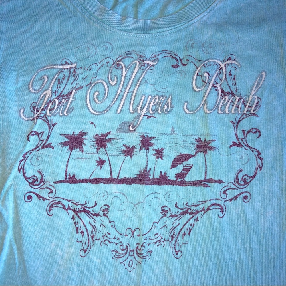 NEW Fort Myers Beach Tee Shirt Vintage Wash Small Blue Women’s NWOT